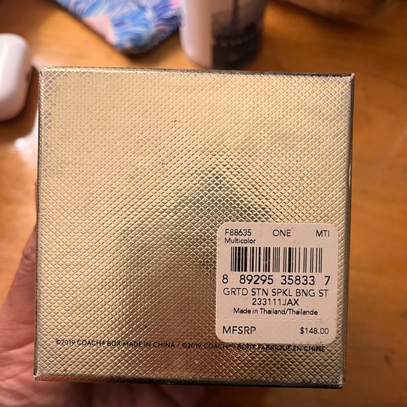 Coach 2pc Stone Sparkle Bangle Bracelet Jewelry Set Multicolor - Picture 5 of 5